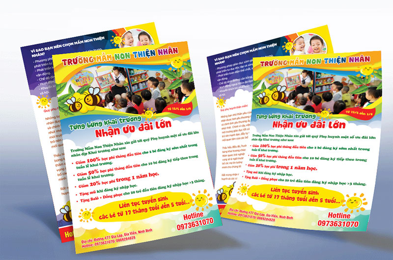 Thiết kế tờ rơi tuyển sinh Trường Mầm Non Thiện Nhân